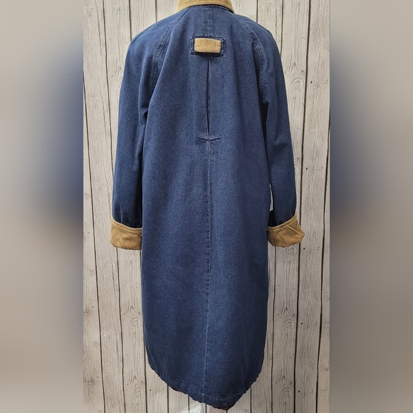Hunters Run Women's Fall/Winter Denim Corduroy Paisley Trench Coat Jacket - Picture 4 of 13